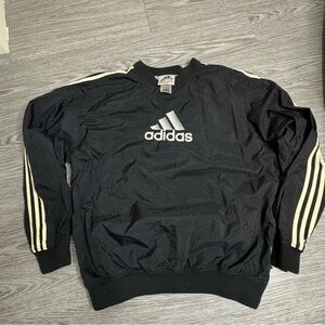 Vintage Adidas Jacket Windbreaker Pullover Sz M Mens Side Zipper Black/White